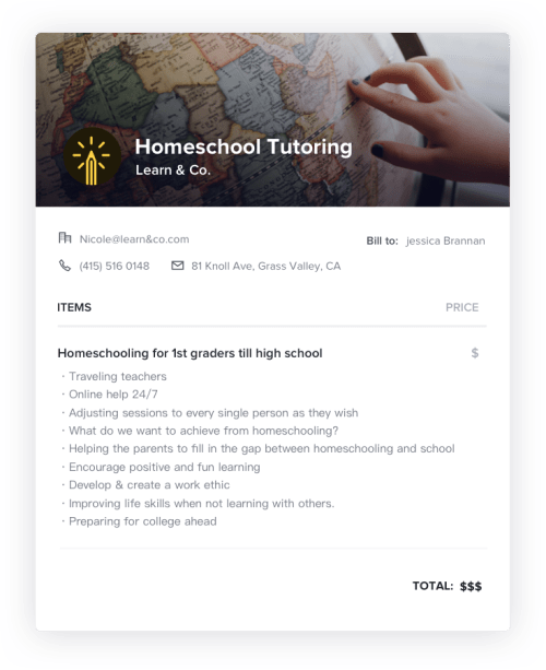 Free Tutoring Invoice Templates HoneyBook